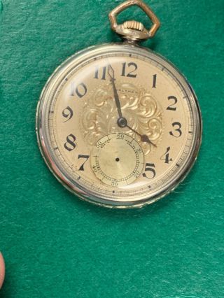Waltham Pocket Watch 14k White Gold Filled 17 Jewel Runs No Second Hand