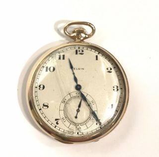 Antique Elgin Gold Filled Pocket Watch 1917 Model 17j Open Face Keeps Time
