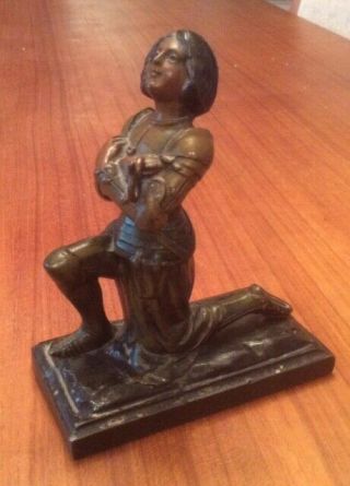 Antique French Joan Of Arc Statuette Sculpture - Pocket Watch Holder Or Rings