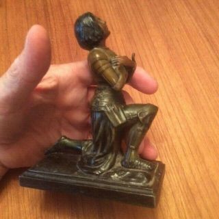 Antique French Joan of Arc Statuette Sculpture - Pocket Watch Holder or Rings 2