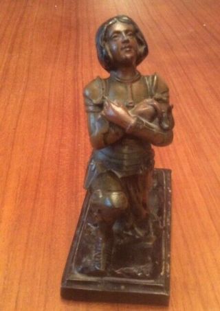 Antique French Joan of Arc Statuette Sculpture - Pocket Watch Holder or Rings 3