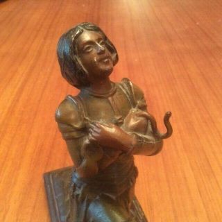 Antique French Joan of Arc Statuette Sculpture - Pocket Watch Holder or Rings 6