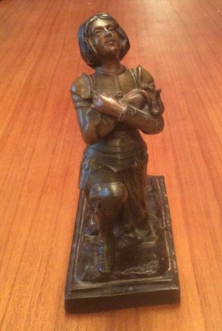 Antique French Joan of Arc Statuette Sculpture - Pocket Watch Holder or Rings 8