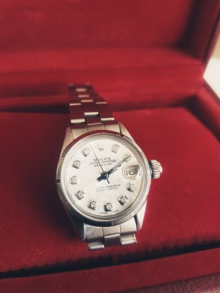 Rolex Ladies Datejust,  Stainless Steel Watch.  Jubilee White Mop & Diamond Dial.
