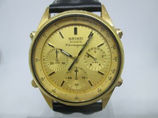 Vintage Seiko 7a28 - 7020 Chronograph Goldplated Quartz Mens Watch