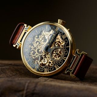 Skeleton Watch Monopol Luxury Pocket Watch In Art Deco Case And Dial Unique Gift