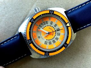 1970 Rare Aquadive Time Depth Gauge Divers Orange Dial Model 50 47mm 11