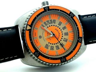 1970 Rare Aquadive Time Depth Gauge Divers Orange Dial Model 50 47mm