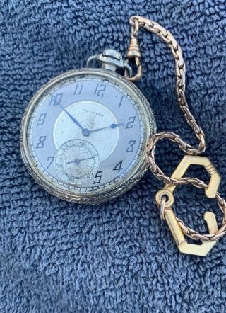 Vintage Antique American Waltham Watch Co.  Pocket Watch 1924 19 Jewels 14k Gf