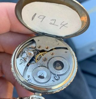 Vintage Antique American Waltham Watch Co.  Pocket Watch 1924 19 Jewels 14k GF 5