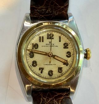 Rolex Bubbleback 3133 Stainless Steel Plus 14k Gold Bezel And Crown 1944