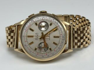 Vintage 9ct 9k Solid 375 Gold Mens Avia Chronograph Watch