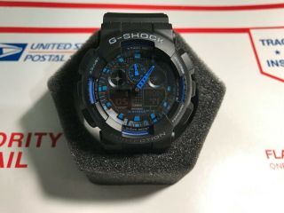 Pre - Owned Casio G - Shock Blue And Black Limited Ga100 - 1a2 Military Casual