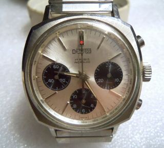 Desotos Vintage Triple Register Chronograph Wristwatch Valjoux 72 Circa 1970