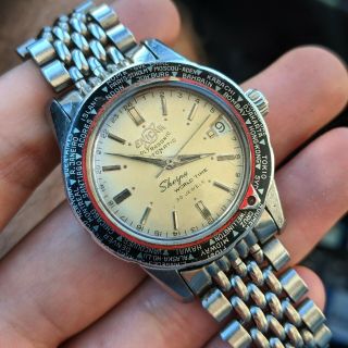 Rare Vintage Enicar Ultrasonic Automatic Sherpa Gmt World Time Wristwatch