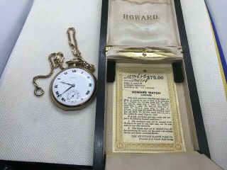 Howard Vintage Pocket Watch 21 Jewels With Certificate And Presenetation Box