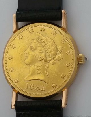 Minty Corum 18k Gold $10 Ten Dollar Gold Coin Diamond Crown Mens Unisex Watch 2