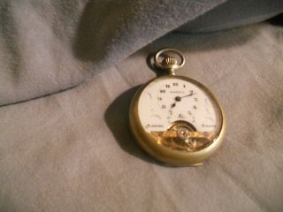 VINTAGE EXHIBITION POCKET WATCH WITH FANCY DIAL RUNS 8 DAYS 3