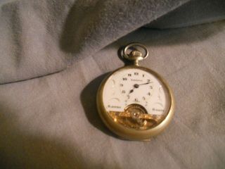 VINTAGE EXHIBITION POCKET WATCH WITH FANCY DIAL RUNS 8 DAYS 4