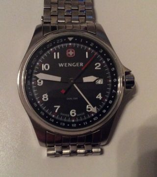 Wenger Swiss Made Men’s Watch Stainless Steel Band Black Face 7209x