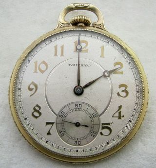 Vintage 12s Art Deco Waltham Gold Filled 17 Jewel Pocket Watch Parts Repair