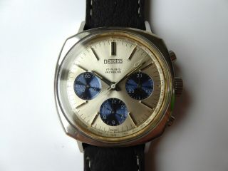 Desotos Vintage Triple Register Chronograph Wrist Watch Valjoux 72 Circa 1970