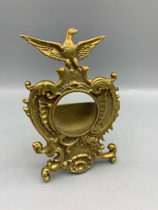 Vintage Brass Pocket Watch Holder Stand Federal Eagle Shells Antique Solid