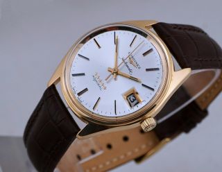 Vintage Longines Admiral 5 - Stars 18k Rose - Gold Automatic Date Dial 1967