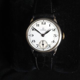 Rare Vintage Watch Omega Art Deco Solid Silver Porcelain Dial Repusse Case 1935