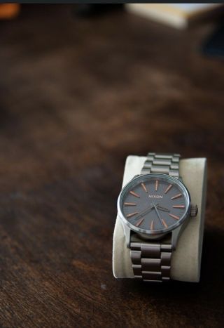 Nixon Sentry 38 Ss Watch Stainless Steel With Rose Gold Markers.