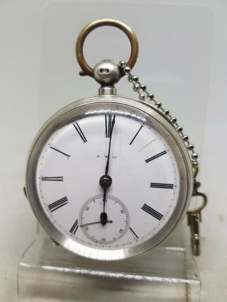 Antique Solid Silver Gents D&w Co Pocket Watch 1884 Ref695