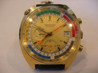 Gorgeous 1970’s 3 Register Chronograph Breitling Wakmann Regatta Regate