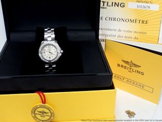 Ladies Breitling A77380 Colt Oceane Fine.  40tcw Diamond Bezel Watch W Papers Box