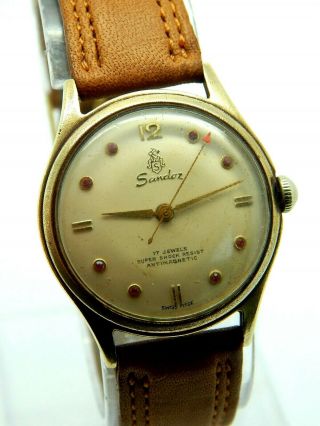 Vintage Swiss Made Sandoz 17 Jewel Men ' s Wrist Watch Water Resistant 2
