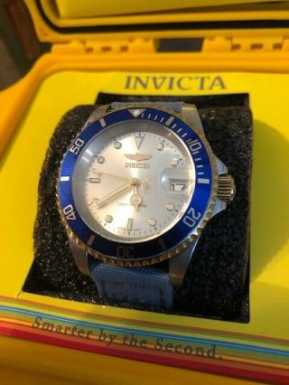 Invicta Two Tone Automatic Diver,  Blue Bezel With Gold Dial,  With 2 Bands.  40mm