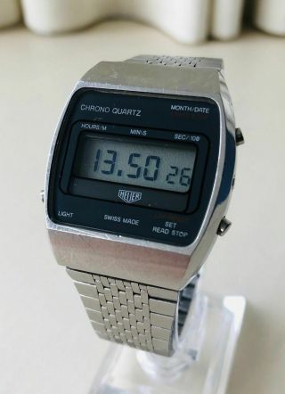 Very Rare Old 1976 Vintage Heuer Lcd Digital Watch Master Ref 16061 Men’s Watch