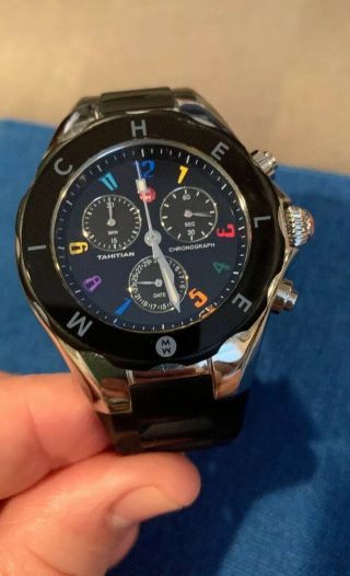 Michele Tahitian Jelly Bean Black Silicone Chrono 36mm: Not