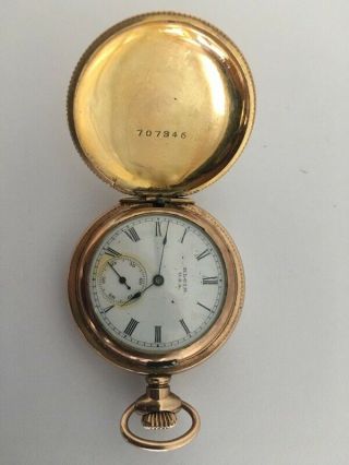 Antique 1902 Elgin Model 2 0s 7j 7 Jewel Double Hunter Gold Plated Pocket Watch