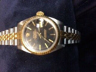 Rolex Date Ladies 2tone 18k Yellow Gold & Steel Watch Jubilee Silver Dial 6917