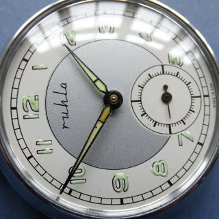 MINT/NEW OLD STOCK RUHLA Military type dial German made CP pkt watch - 1960/80 ' s 5