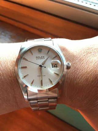 Vintage ROLEX Oyster Date Precision 6694 Steel Hand Winding Mens Watch 4