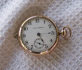 Vintage South Bend 0 Size 7 Jewel Pocket Watch 20 Year Case