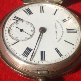 Antique Silver Gents Pocket Watch " Lancashire Watch Co Ltd.  " London & Prescott.