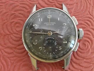 UNIVERSAL GENEVE COMPAX ALL STEEL VINTAGE 3 - REGISTER CHRONOGRAPH RUNNING 3