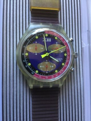 Wristwatch Swatch Chrono Blue Chip (sck101) - Full - Purple/rose - New/nos