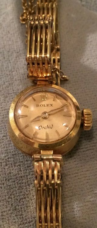 Rolex 18k Gold Orchid W/ Box Vintage Antique 18k Gold Bracelet Rare