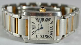 Cartier Tank Francaise Stainless 18k Gold Ladies Wrist Watch
