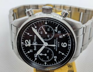 Bell & Ross Vintage 126 Chronograph Auto Men ' s Watch Stainless Steel and Leather 2