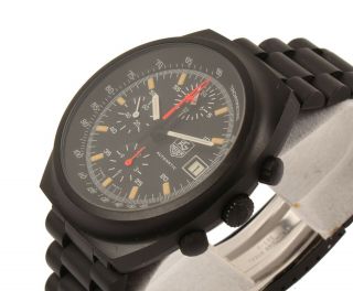Rare Gentlemen ' s Tag Heuer Black PVD Chronograph Pilot Wristwatch 510.  501 2