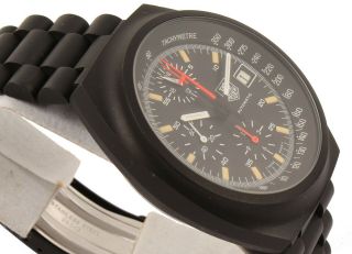 Rare Gentlemen ' s Tag Heuer Black PVD Chronograph Pilot Wristwatch 510.  501 3